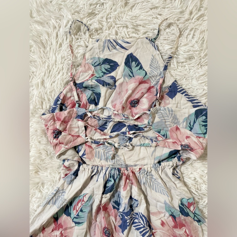 Hollister Y2K Resort Vacation Beach Preppy Corset Back Tropical Floral Dress M - Picture 7 of 8